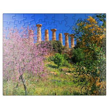 puzzleplate Flowering trees with the Temple of Heracles in the Valley of the Temples - Italy 100 Jigsaw Puzzle