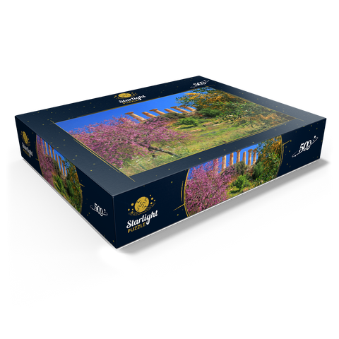 Flowering trees with the Temple of Heracles in the Valley of the Temples - Italy 500 Jigsaw Puzzle box view1