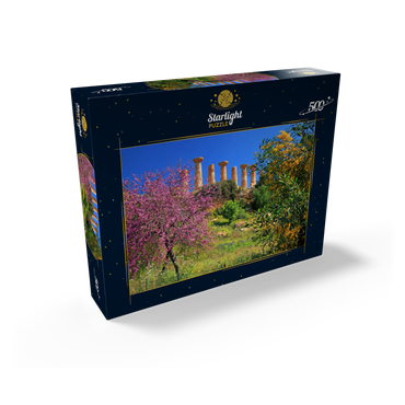 Flowering trees with the Temple of Heracles in the Valley of the Temples - Italy 500 Jigsaw Puzzle box view1