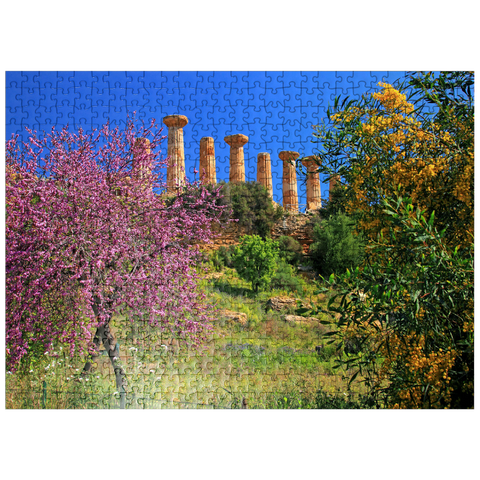 puzzleplate Flowering trees with the Temple of Heracles in the Valley of the Temples - Italy 500 Jigsaw Puzzle
