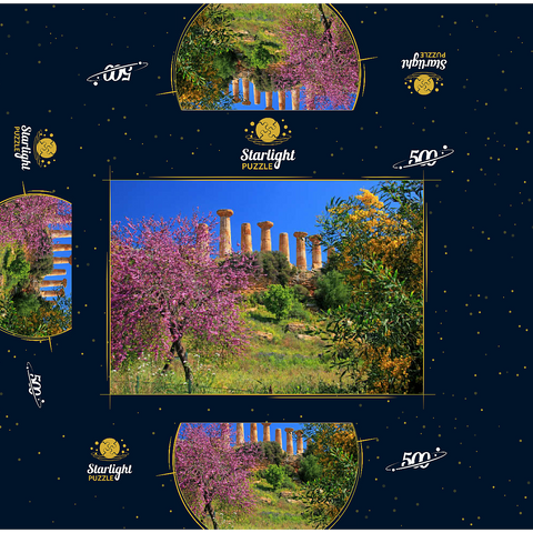 Flowering trees with the Temple of Heracles in the Valley of the Temples - Italy 500 Jigsaw Puzzle box 3D Modell