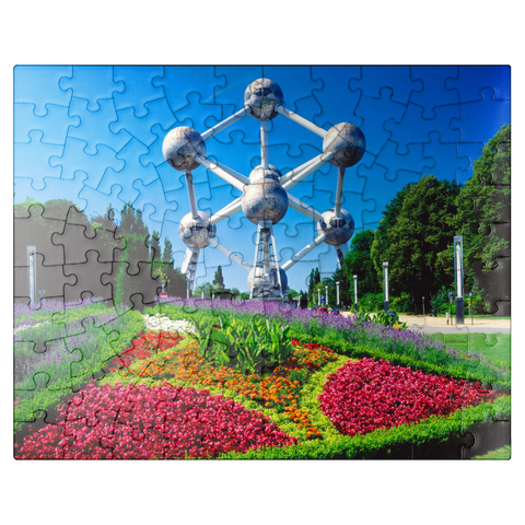 puzzleplate Atomium in Laeken district, built for the 1958 World's Fair - Brussels, Belgium 100 Jigsaw Puzzle