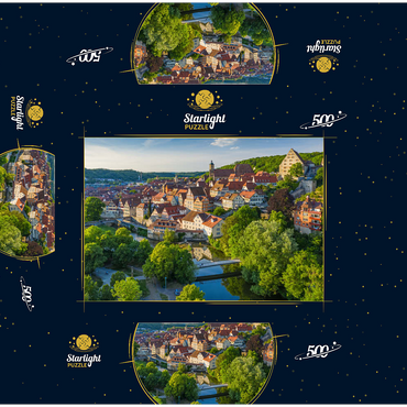View of the old town on the Kocher 500 Jigsaw Puzzle box 3D Modell