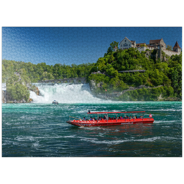 puzzleplate Round trip boats on the Rhine with view to the Rhine Falls to the castle Laufen 1000 Jigsaw Puzzle