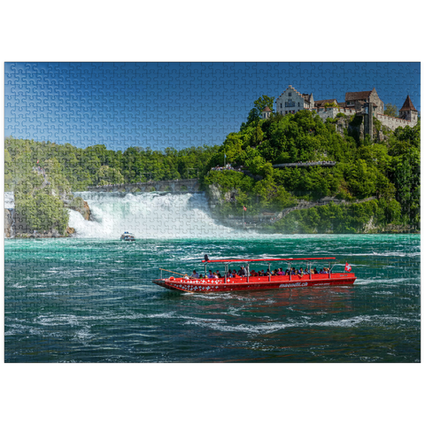 puzzleplate Round trip boats on the Rhine with view to the Rhine Falls to the castle Laufen 1000 Jigsaw Puzzle