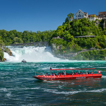Round trip boats on the Rhine with view to the Rhine Falls to the castle Laufen 1000 Jigsaw Puzzle 3D Modell