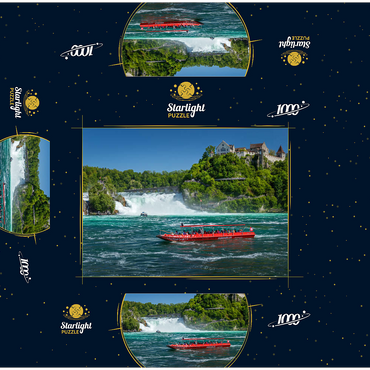 Round trip boats on the Rhine with view to the Rhine Falls to the castle Laufen 1000 Jigsaw Puzzle box 3D Modell
