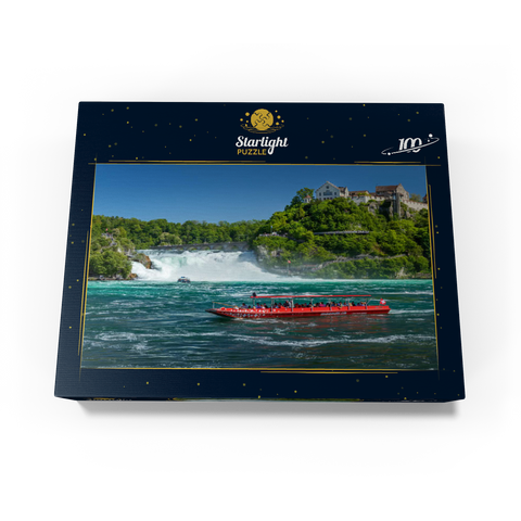 Round trip boats on the Rhine with view to the Rhine Falls to the castle Laufen 100 Jigsaw Puzzle box view1
