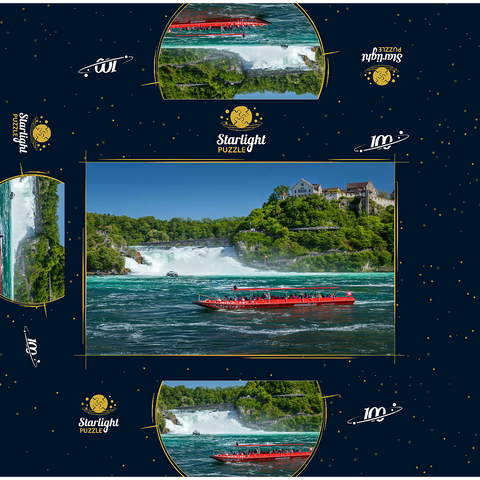 Round trip boats on the Rhine with view to the Rhine Falls to the castle Laufen 100 Jigsaw Puzzle box 3D Modell