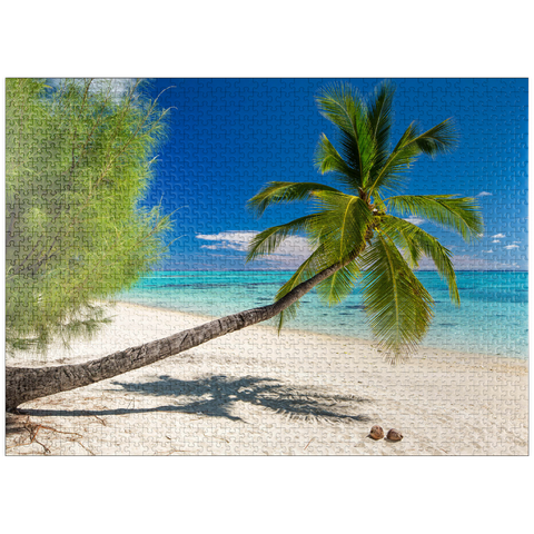 puzzleplate Palm beach on the island of Aitutaki, Cook Islands, South Seas 1000 Jigsaw Puzzle