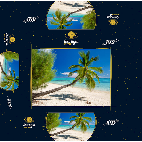 Palm beach on the island of Aitutaki, Cook Islands, South Seas 1000 Jigsaw Puzzle box 3D Modell