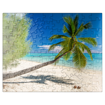 puzzleplate Palm beach on the island of Aitutaki, Cook Islands, South Seas 100 Jigsaw Puzzle