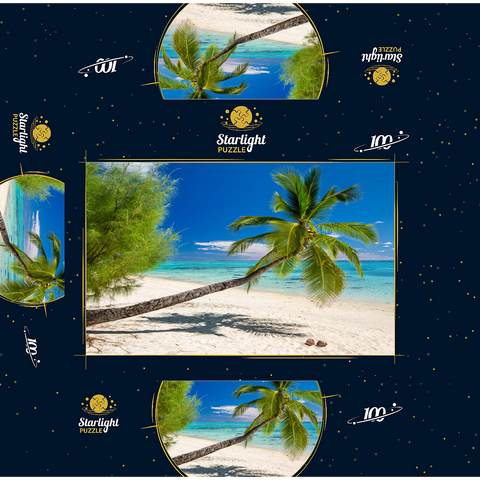 Palm beach on the island of Aitutaki, Cook Islands, South Seas 100 Jigsaw Puzzle box 3D Modell