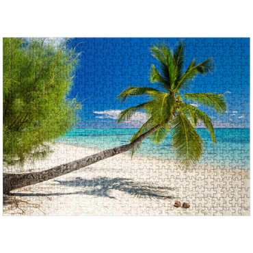 puzzleplate Palm beach on the island of Aitutaki, Cook Islands, South Seas 500 Jigsaw Puzzle
