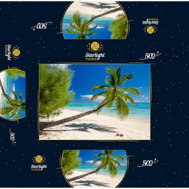 Palm beach on the island of Aitutaki, Cook Islands, South Seas 500 Jigsaw Puzzle box 3D Modell