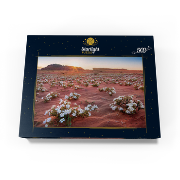The desert blooms, flowers in the sand in the sunrise, Wadi Rum, Aqaba governorate, Jordan 500 Jigsaw Puzzle box view1