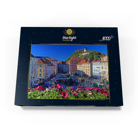 Main square with view to Schlossberg and clock tower - Austria 1000 Jigsaw Puzzle box view1