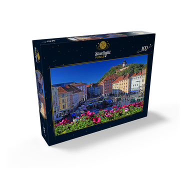 Main square with view to Schlossberg and clock tower - Austria 100 Jigsaw Puzzle box view1