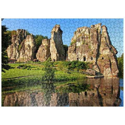 puzzleplate Externsteine in the morning light near Horn-Bad Meinberg, North Rhine-Westphalia, Germany 500 Jigsaw Puzzle