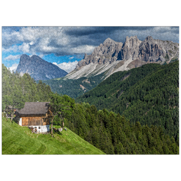 puzzleplate Farmhouse near Afers against Peitlerkofel (2675m), Aferer Geisler, Brixen, Dolomites, Trentino-South Tyrol 1000 Jigsaw Puzzle