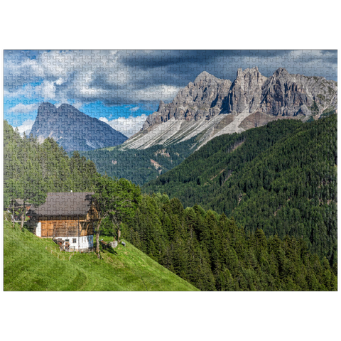 puzzleplate Farmhouse near Afers against Peitlerkofel (2675m), Aferer Geisler, Brixen, Dolomites, Trentino-South Tyrol 1000 Jigsaw Puzzle