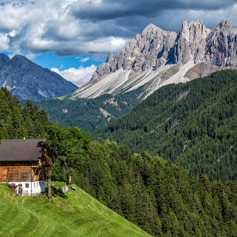 Farmhouse near Afers against Peitlerkofel (2675m), Aferer Geisler, Brixen, Dolomites, Trentino-South Tyrol 1000 Jigsaw Puzzle 3D Modell