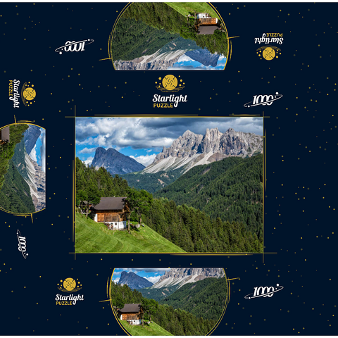 Farmhouse near Afers against Peitlerkofel (2675m), Aferer Geisler, Brixen, Dolomites, Trentino-South Tyrol 1000 Jigsaw Puzzle box 3D Modell