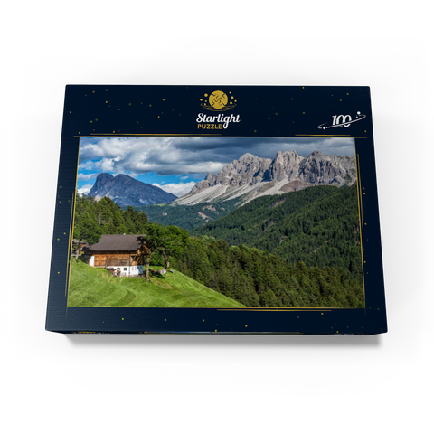 Farmhouse near Afers against Peitlerkofel (2675m), Aferer Geisler, Brixen, Dolomites, Trentino-South Tyrol 100 Jigsaw Puzzle box view1