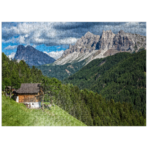 puzzleplate Farmhouse near Afers against Peitlerkofel (2675m), Aferer Geisler, Brixen, Dolomites, Trentino-South Tyrol 500 Jigsaw Puzzle
