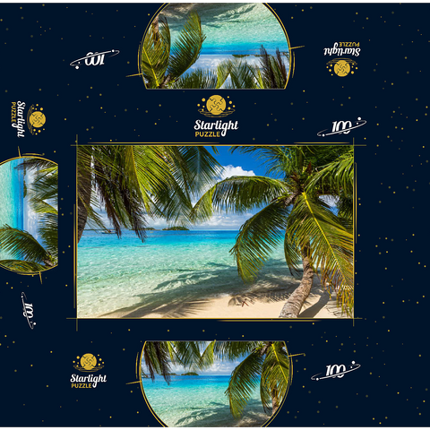 Palm Beach at Matira Point, Bora Bora Island, French Polynesia, South Seas 100 Jigsaw Puzzle box 3D Modell