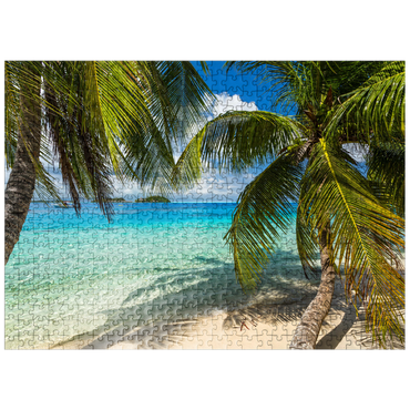 puzzleplate Palm Beach at Matira Point, Bora Bora Island, French Polynesia, South Seas 500 Jigsaw Puzzle