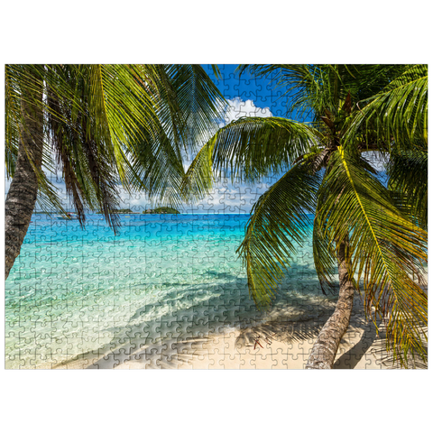 puzzleplate Palm Beach at Matira Point, Bora Bora Island, French Polynesia, South Seas 500 Jigsaw Puzzle