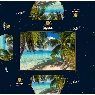 Palm Beach at Matira Point, Bora Bora Island, French Polynesia, South Seas 500 Jigsaw Puzzle box 3D Modell