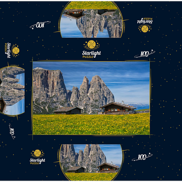 Alpe di Siusi (1700 - 2300m) against Sciliar (2563m), Nature Park Sciliar-Catinaccio, Province of Bolzano, Trentino-South Tyrol 100 Jigsaw Puzzle box 3D Modell