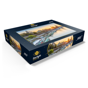 Brühl Terrace on the Elbe with the Frauenkirche, Palace and the Hofkirche at sunset 1000 Jigsaw Puzzle box view1