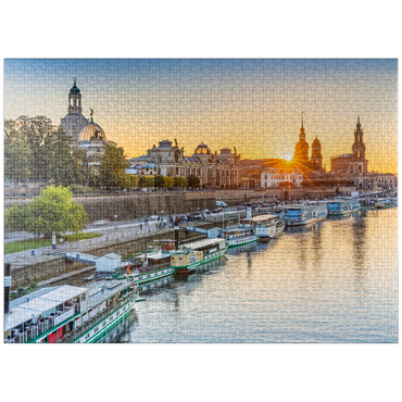 puzzleplate Brühl Terrace on the Elbe with the Frauenkirche, Palace and the Hofkirche at sunset 1000 Jigsaw Puzzle