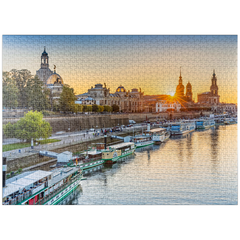 puzzleplate Brühl Terrace on the Elbe with the Frauenkirche, Palace and the Hofkirche at sunset 1000 Jigsaw Puzzle