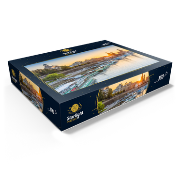 Brühl Terrace on the Elbe with the Frauenkirche, Palace and the Hofkirche at sunset 100 Jigsaw Puzzle box view1