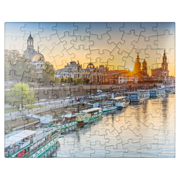 puzzleplate Brühl Terrace on the Elbe with the Frauenkirche, Palace and the Hofkirche at sunset 100 Jigsaw Puzzle
