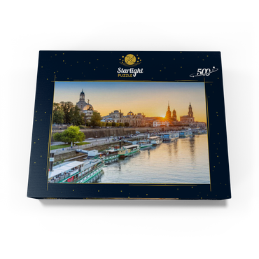 Brühl Terrace on the Elbe with the Frauenkirche, Palace and the Hofkirche at sunset 500 Jigsaw Puzzle box view1