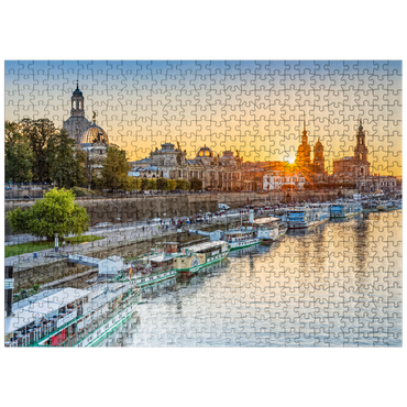 puzzleplate Brühl Terrace on the Elbe with the Frauenkirche, Palace and the Hofkirche at sunset 500 Jigsaw Puzzle