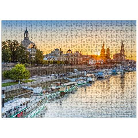 puzzleplate Brühl Terrace on the Elbe with the Frauenkirche, Palace and the Hofkirche at sunset 500 Jigsaw Puzzle