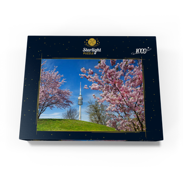 Cherry blossom in Olympic Park at Olympic Tower, Munich, - Germany 1000 Jigsaw Puzzle box view1