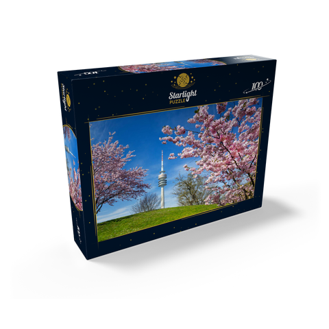 Cherry blossom in Olympic Park at Olympic Tower, Munich, - Germany 100 Jigsaw Puzzle box view1