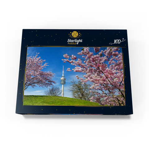 Cherry blossom in Olympic Park at Olympic Tower, Munich, - Germany 100 Jigsaw Puzzle box view1