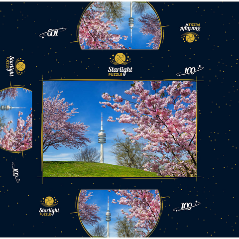 Cherry blossom in Olympic Park at Olympic Tower, Munich, - Germany 100 Jigsaw Puzzle box 3D Modell