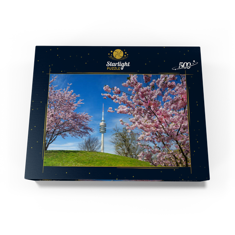 Cherry blossom in Olympic Park at Olympic Tower, Munich, - Germany 500 Jigsaw Puzzle box view1