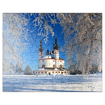 puzzleplate Holy Trinity Church Kappl - pilgrimage church of the Most Holy Trinity in winter near Waldsassen 100 Jigsaw Puzzle