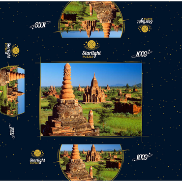 Pagodas in the southeast of the Bagan Plain, Mandalay, Myanmar (Burma) 1000 Jigsaw Puzzle box 3D Modell