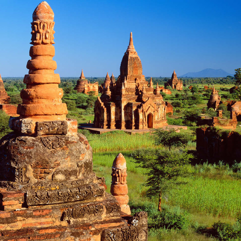 Pagodas in the southeast of the Bagan Plain, Mandalay, Myanmar (Burma) 100 Jigsaw Puzzle 3D Modell